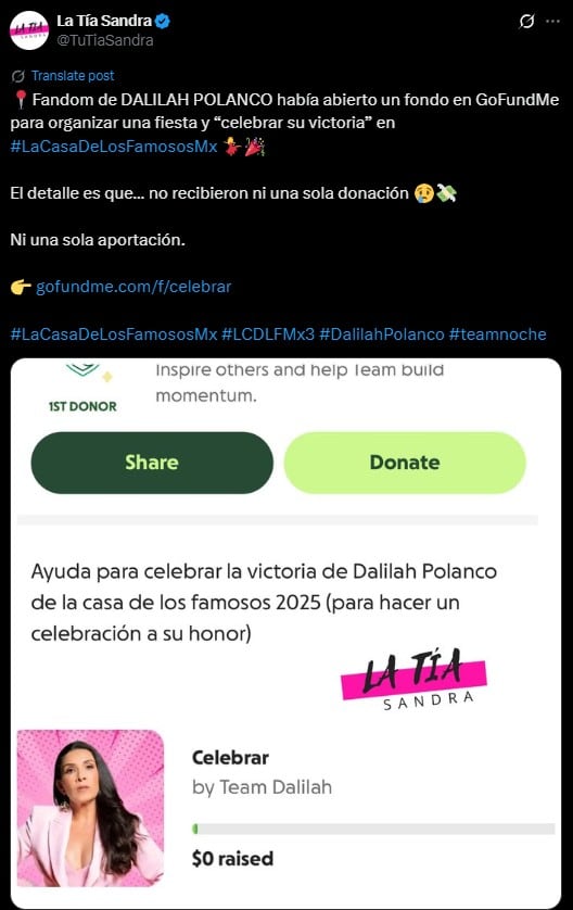 Fans de Dalilah Polanco crean GoFundMe para fiesta