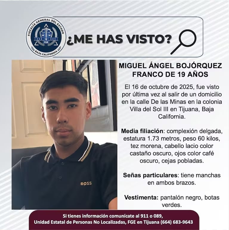 Ficha de búsqueda de Miguel Ángel Bojórquez Franco.