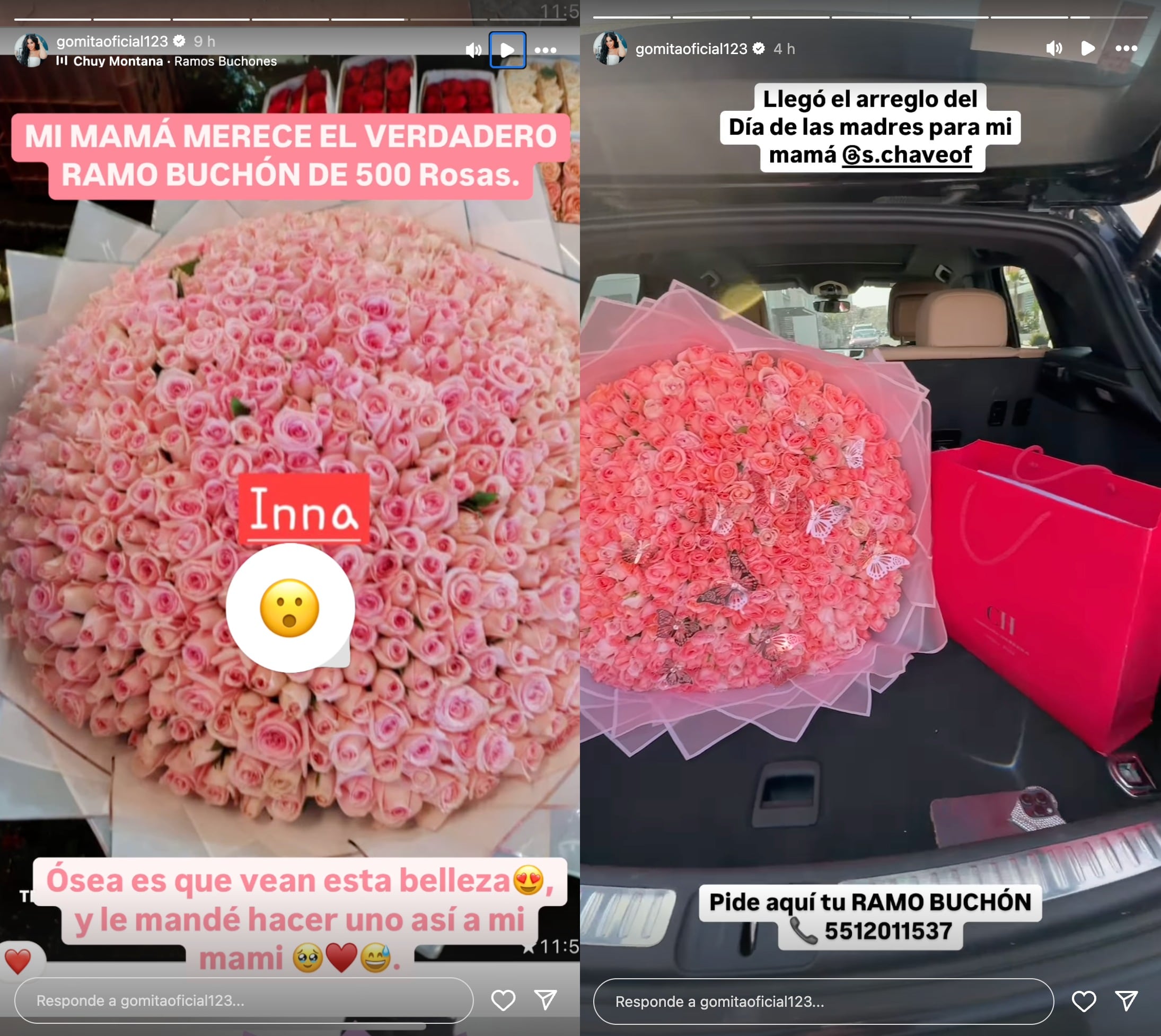 Gomita y su ramo buchón por el Día de las Madres