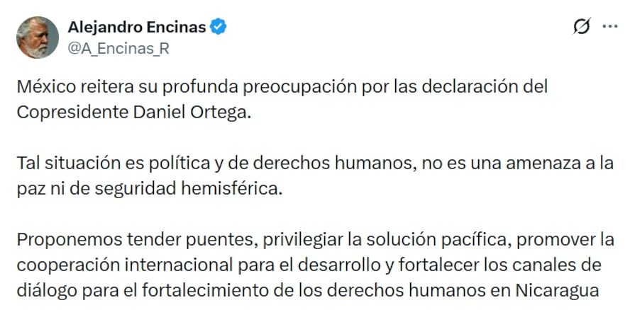 México fija postura ante la OEA y rechaza injerencia extranjera en Nicaragua