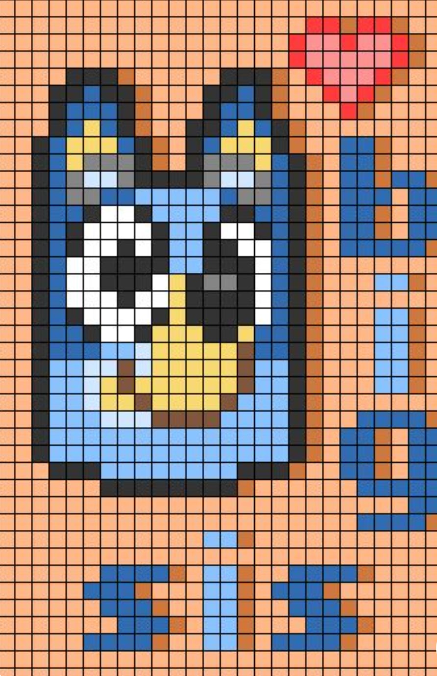 Bluey “big sis” en punto de cruz