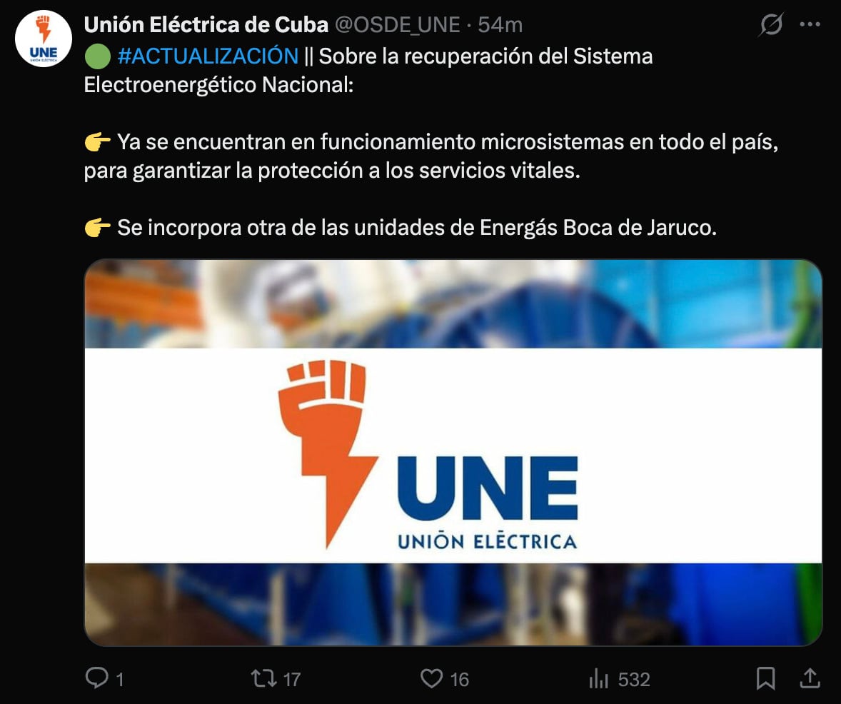 Registran nuevo apagón del sistema eléctrico en Cuba