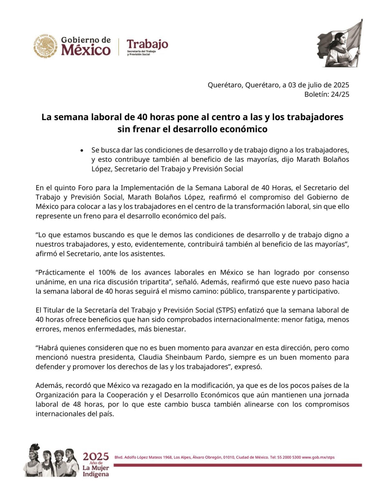 Marath Bolaños sobre jornada laboral de 40 horas.