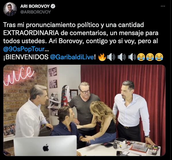 Ari Borovoy anuncia a Garibaldi en 90s Pop Tour.