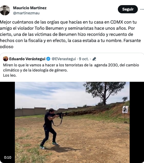 Mauricio Martínez acusa que Eduardo Verástegui y Antonio Berumen hacían orgías con seminaristas.