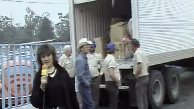 Adela Micha en su primera transmisión en vivo, después del sismo de 1985