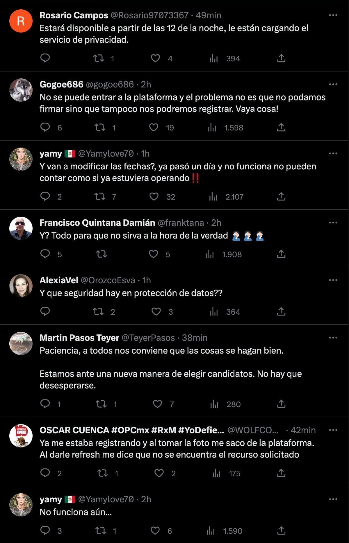 Página de Frente Amplio por México no sirve