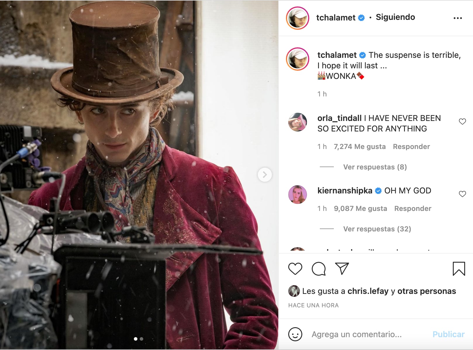 Timothée Chalamet como Willy Wonka