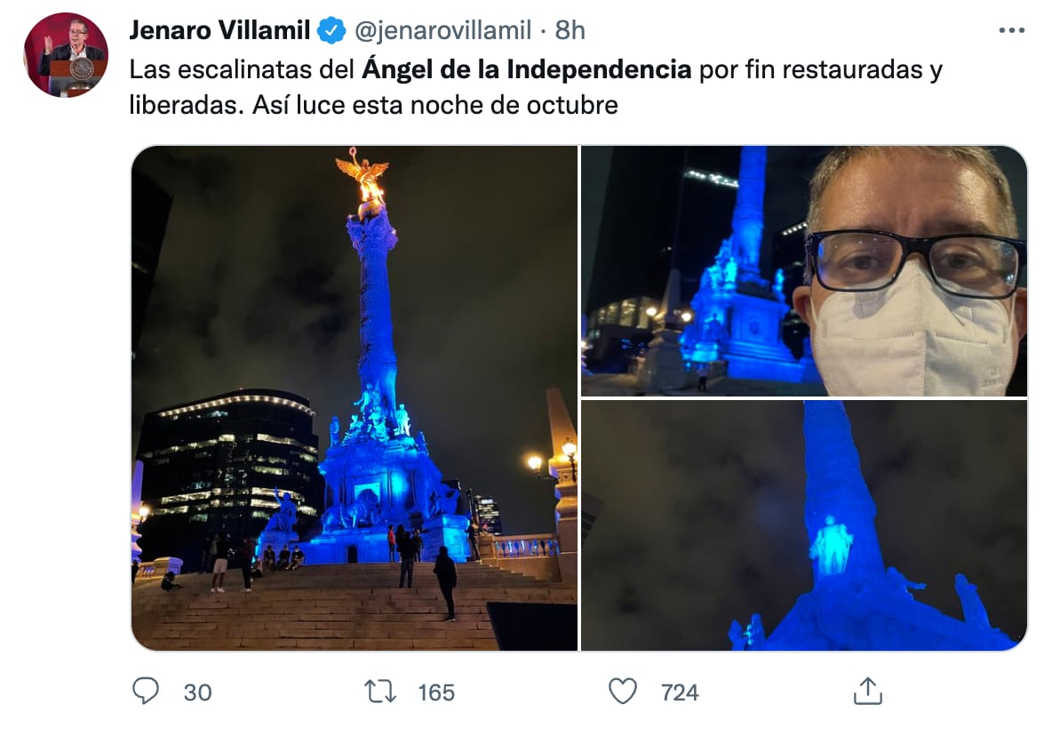 retiro de vallas en el Ángel de la Independencia