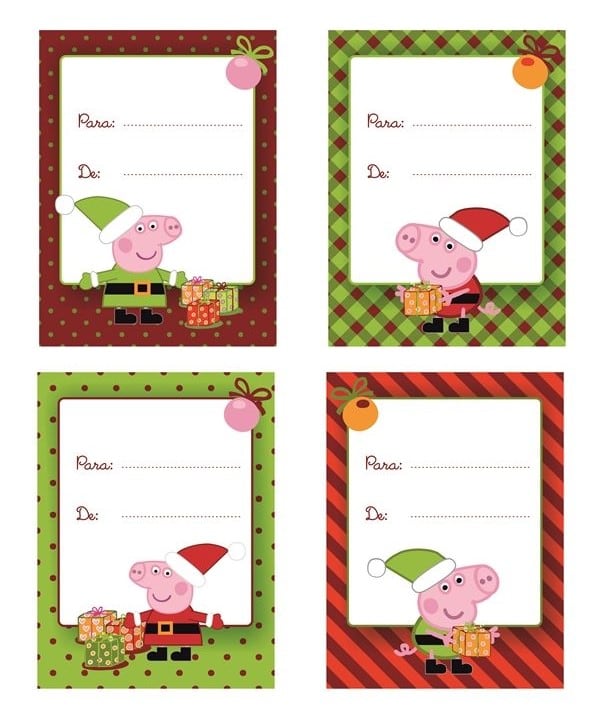 Etiquetas navideñas de Peppa Pig para imprimir