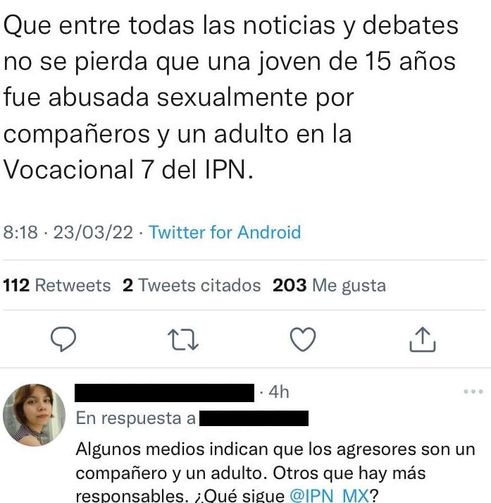 Denuncia en redes sobre lo sucedido en voca 7