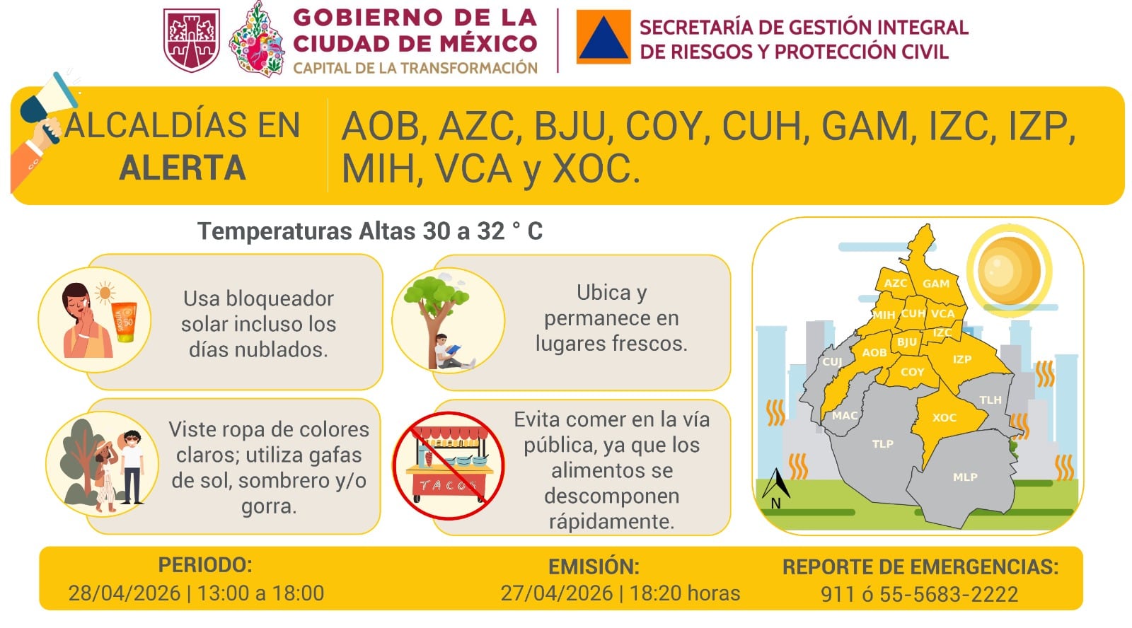 Alerta Amarilla en CDMX por altas temperaturas este martes; alcaldías afectadas