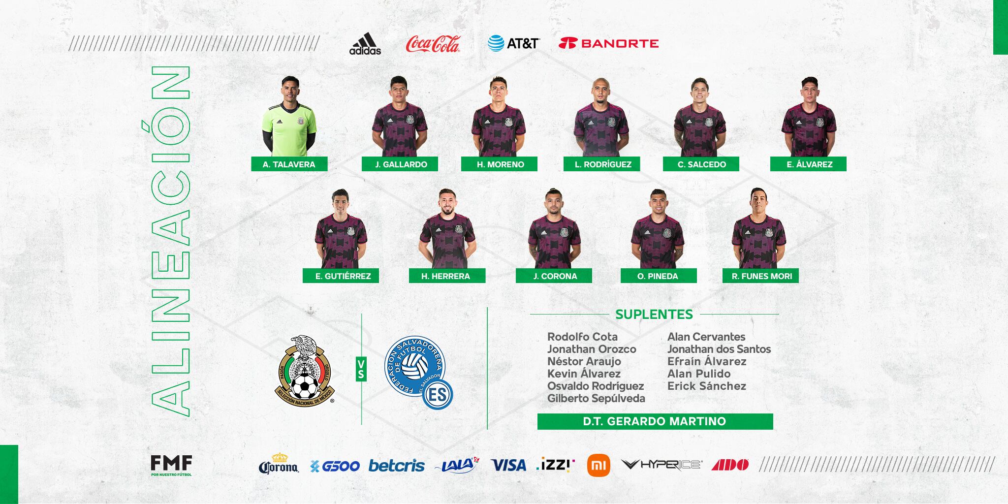 Alineación México vs El Salvador
