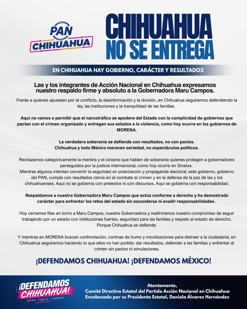 El PAN en Chihuahua negó sabotaje a Morena y acusa que el rechazo a la marcha fue por decisión ciudadana.