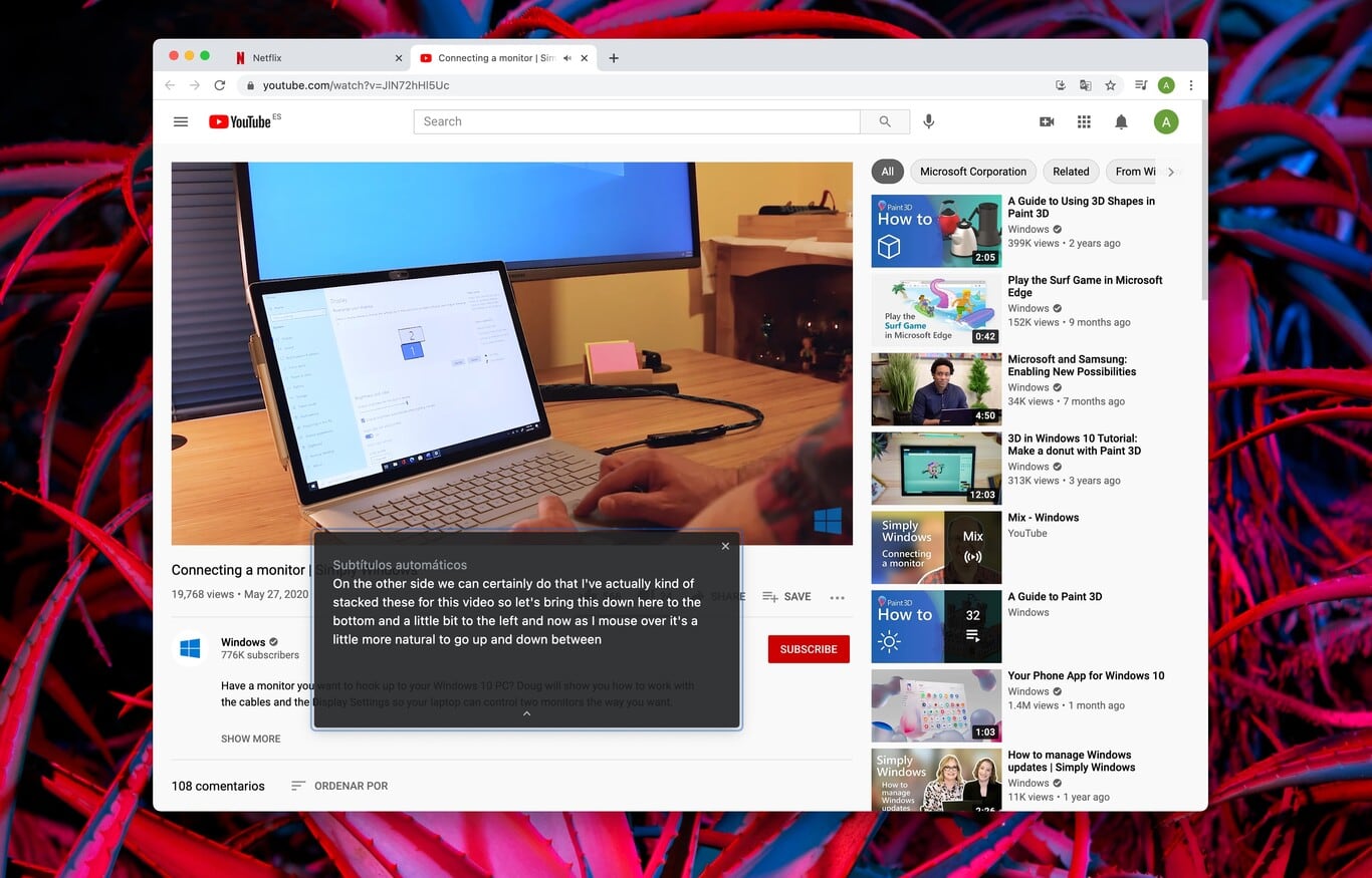 Subtítulos automáticos en Chrome