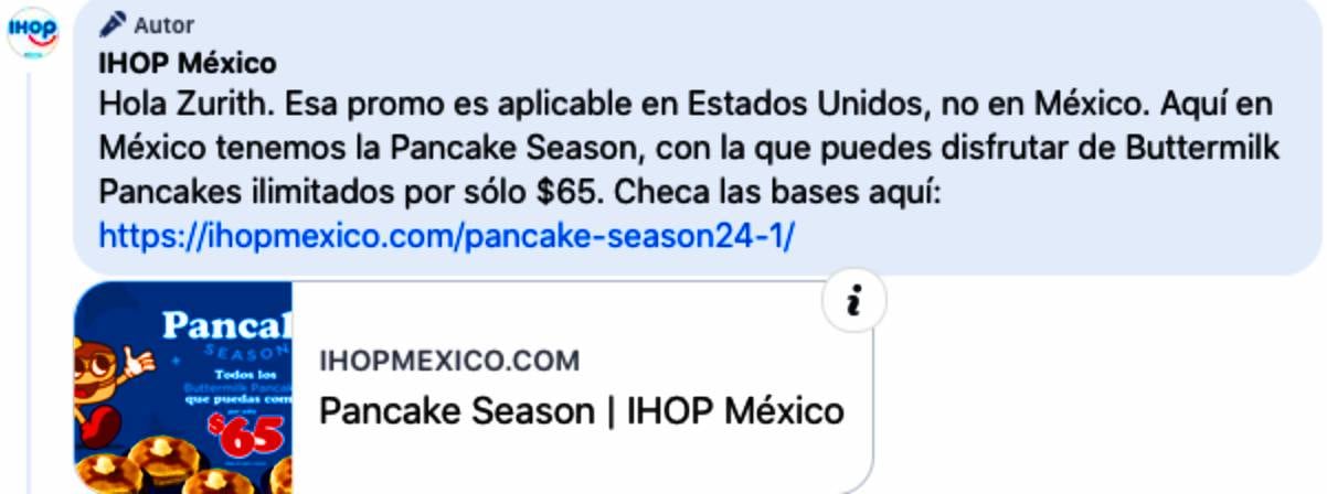 IHOP confirma que promoción de pancakes gratis no aplica en México
