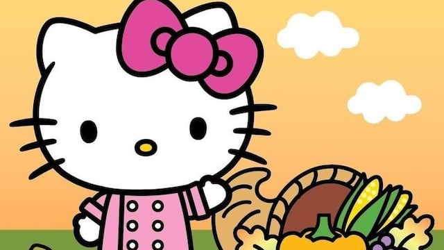 Dibujos de Hello Kitty por el Día de Acción de Gracias para colorear