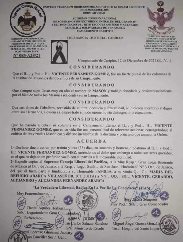 ¿Vicente Fernández era masón?