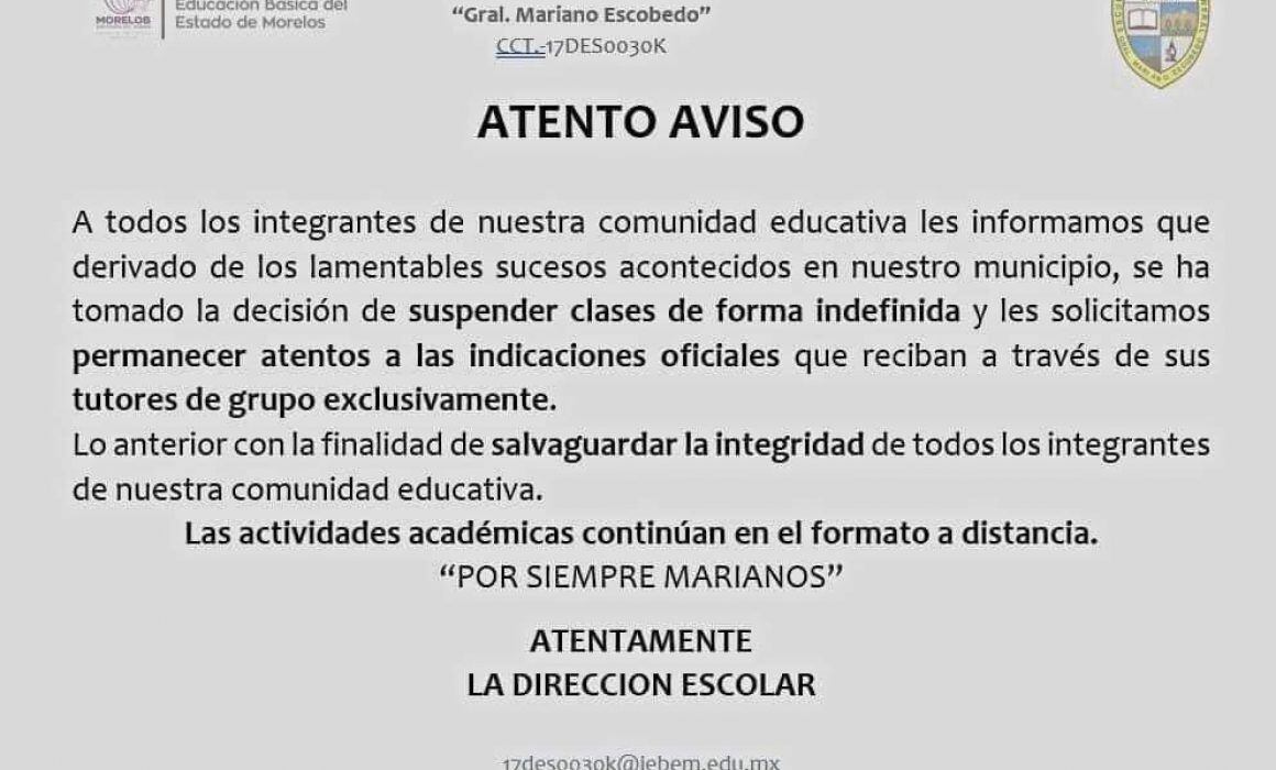 Huitzilac suspende clases tras ataque armado
