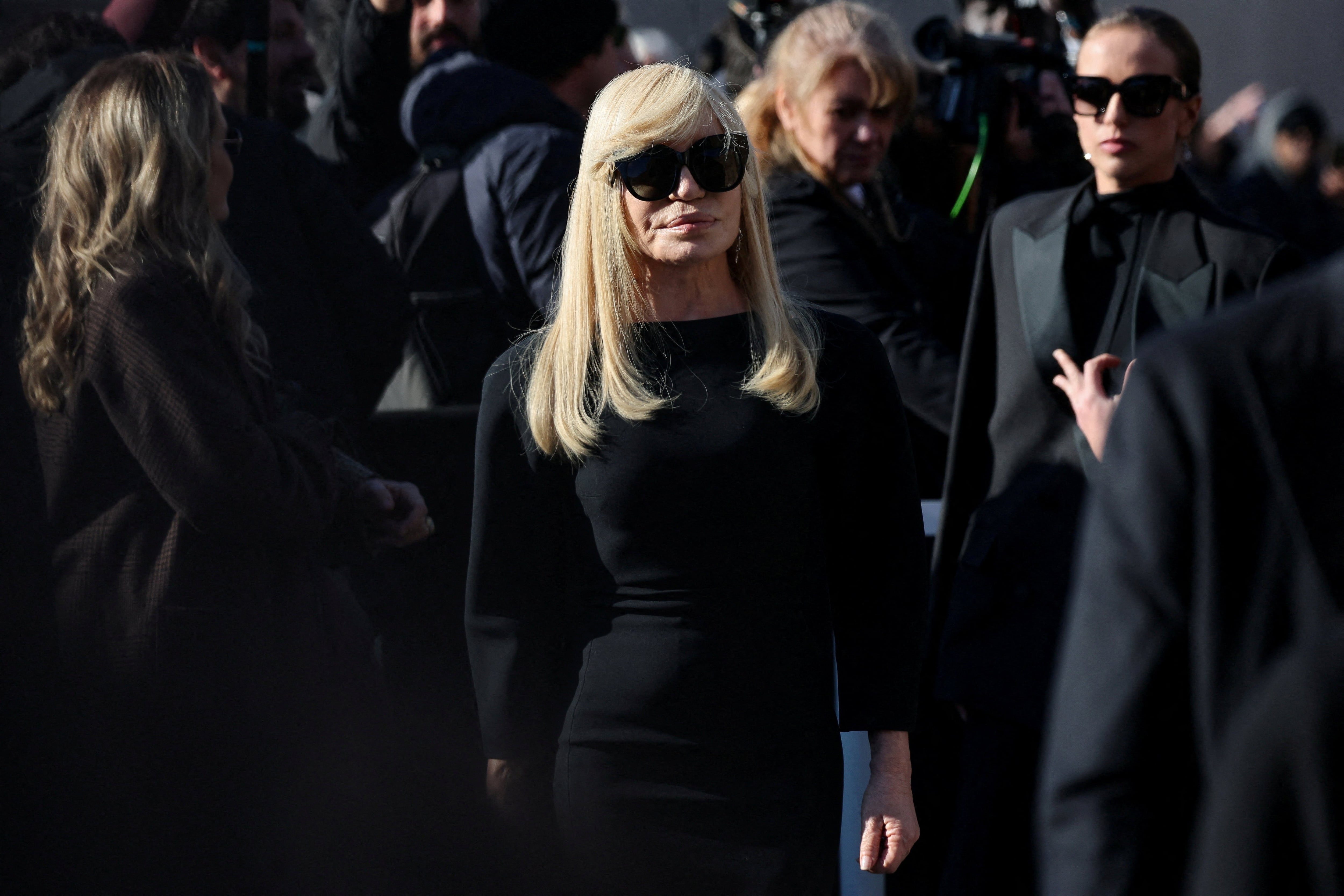 Donatella Versace en el funeral de Valentino Garavani