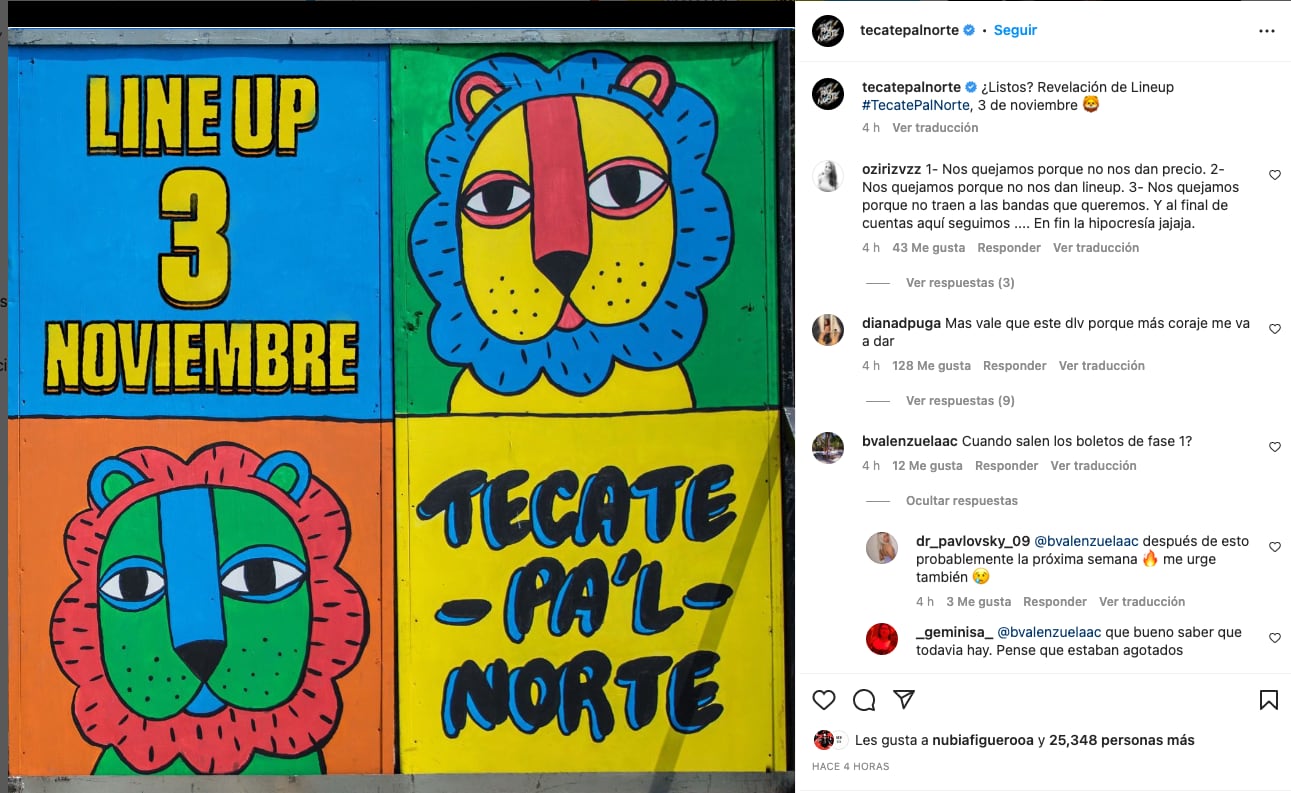 Revela fecha del lineup del Tecate Pal Norte