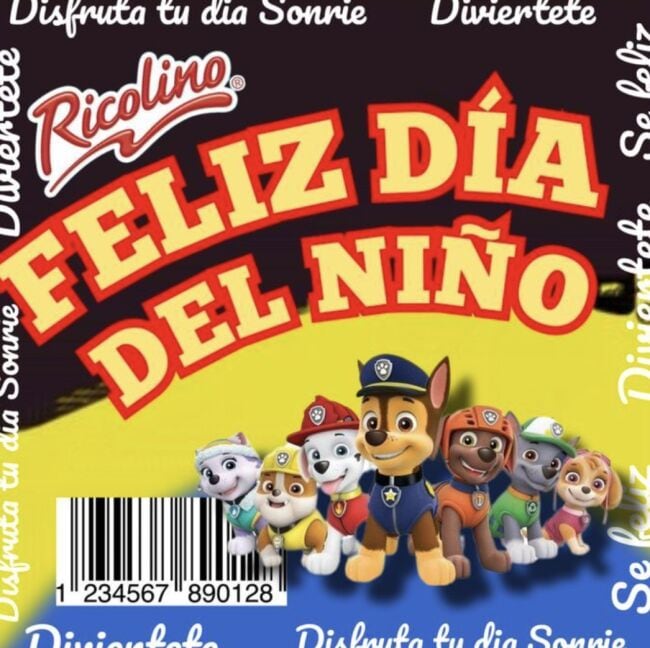Tarjeta de Paw Patrol para el Día del Niño etiqueta