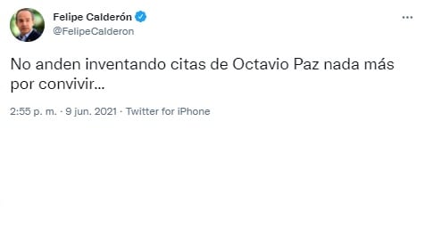 Tuit de Felipe Calderón