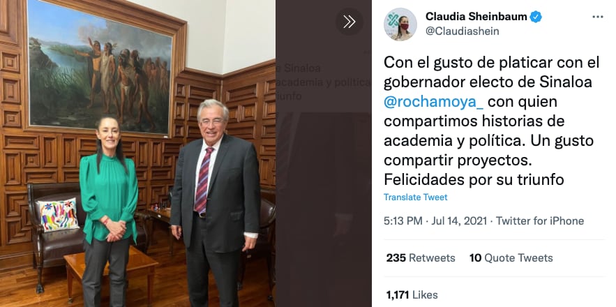 Claudia Sheinbaum y Rubén Rocha Moya