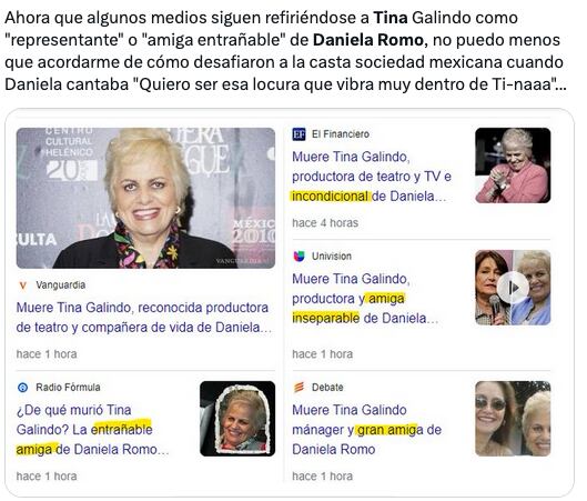 Usuarios opinan sobre la relación de Daniela Romo y Tina Galindo.