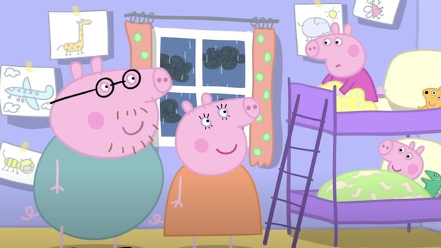 Peppa Pig juega en la lluvia