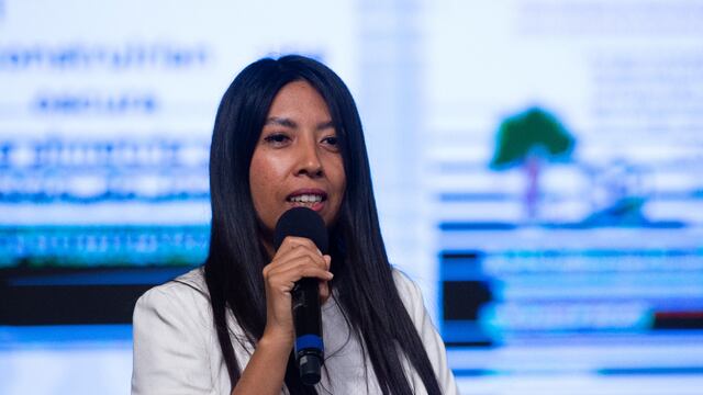 La maestra Isabel Camargo Cesáreo en la conferencia de la SEP