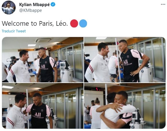Bienvenida de Mbappé a Messi