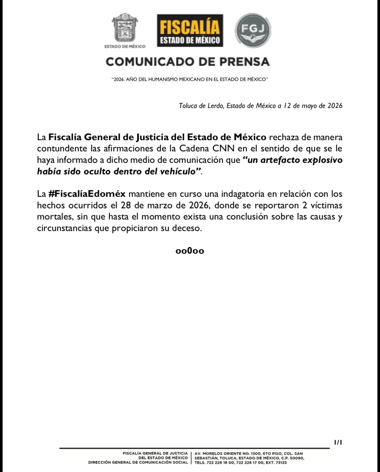 Fiscalía Edomex rechaza versión que vincula a la CIA con El Payín
