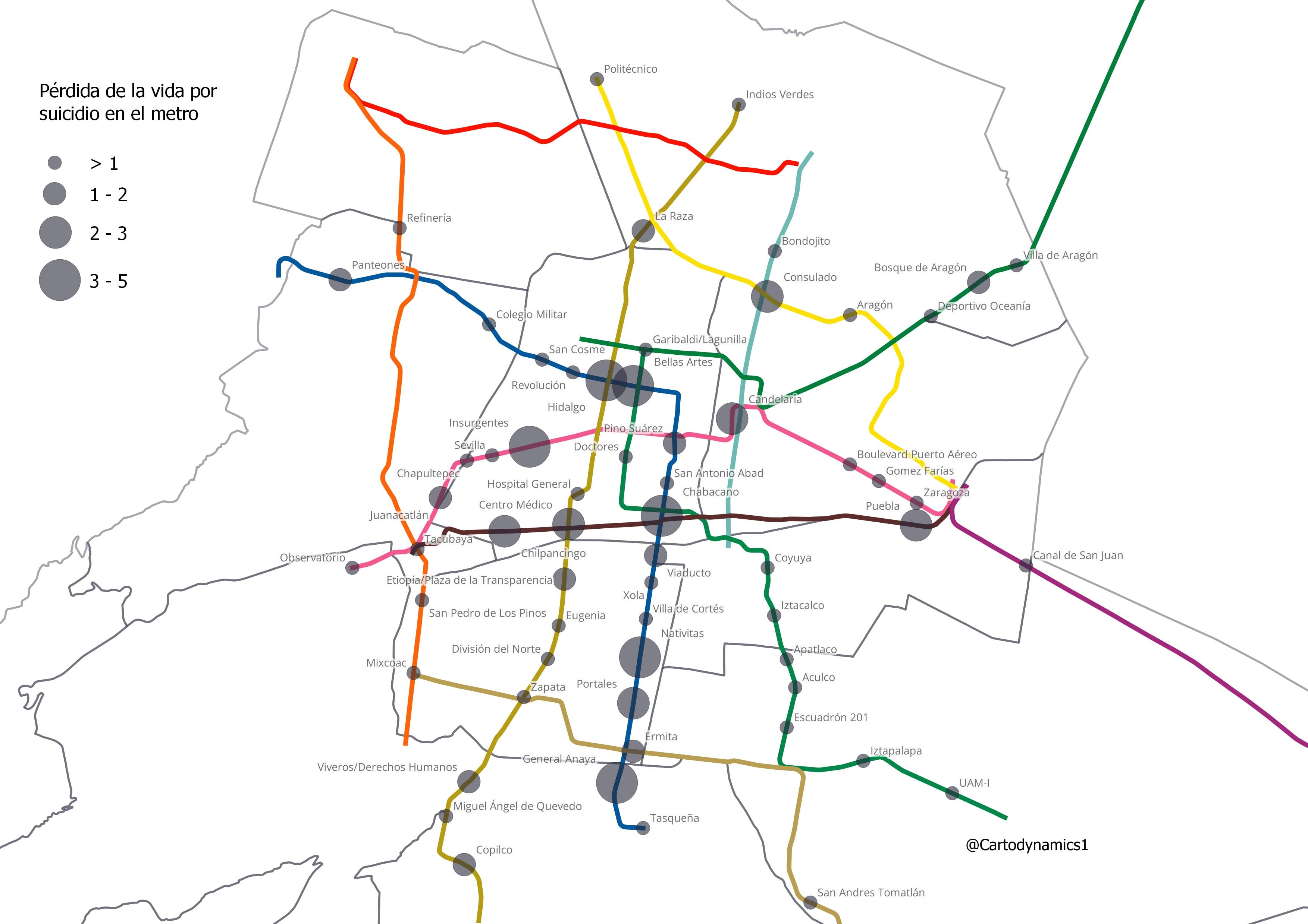 Mapa de suicidios del Metro CDMX
