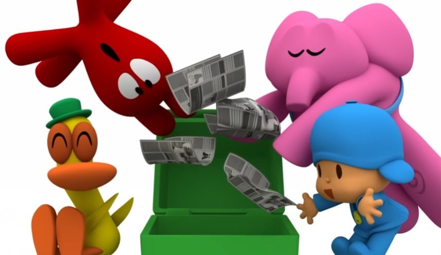 Pocoyó pone la basura en su lugar