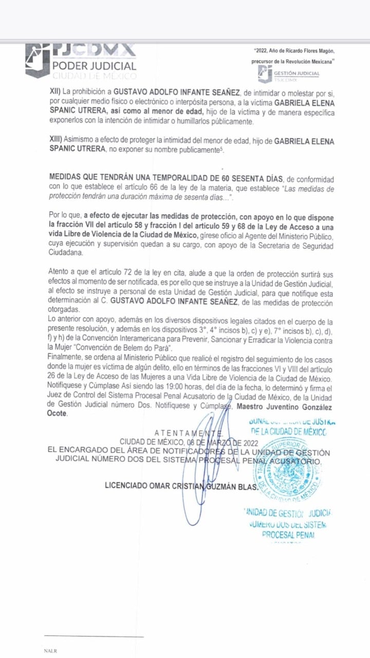 Gaby Spanic impuso orden de restricción contra Gustavo Adolfo Infante