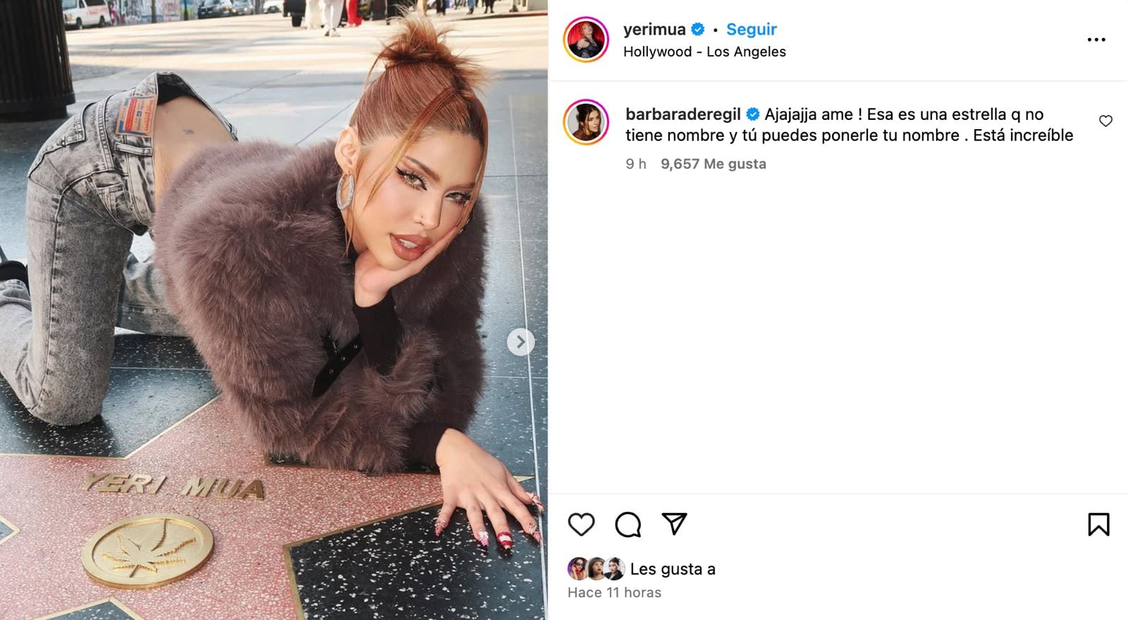Yeri Mua se tomó foto en su estrella en Hollywood