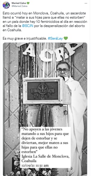 Sacerdote se pronuncia contra el aborto.