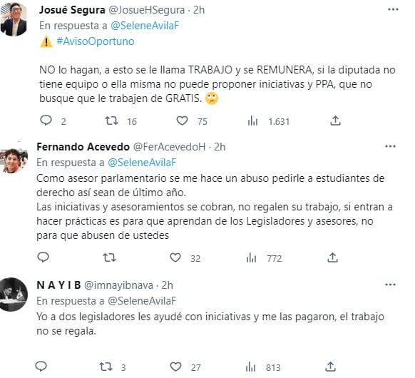 Comentarios negativos a la petición de la diputada Selene Ávila