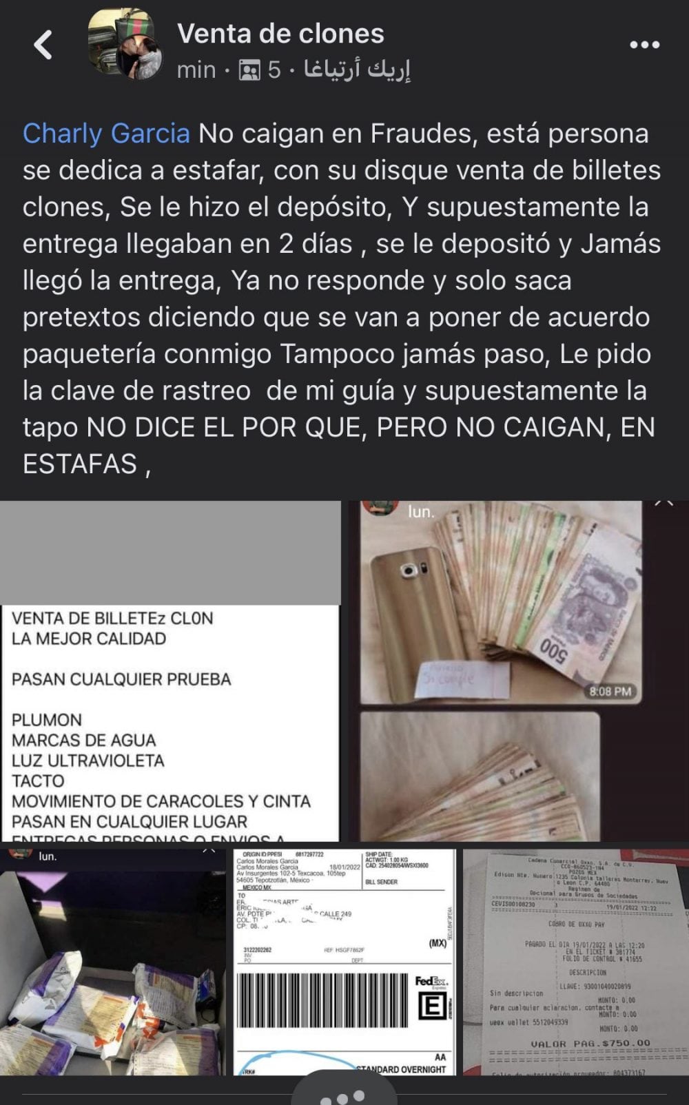 Denuncia en Reddit billetes falsos