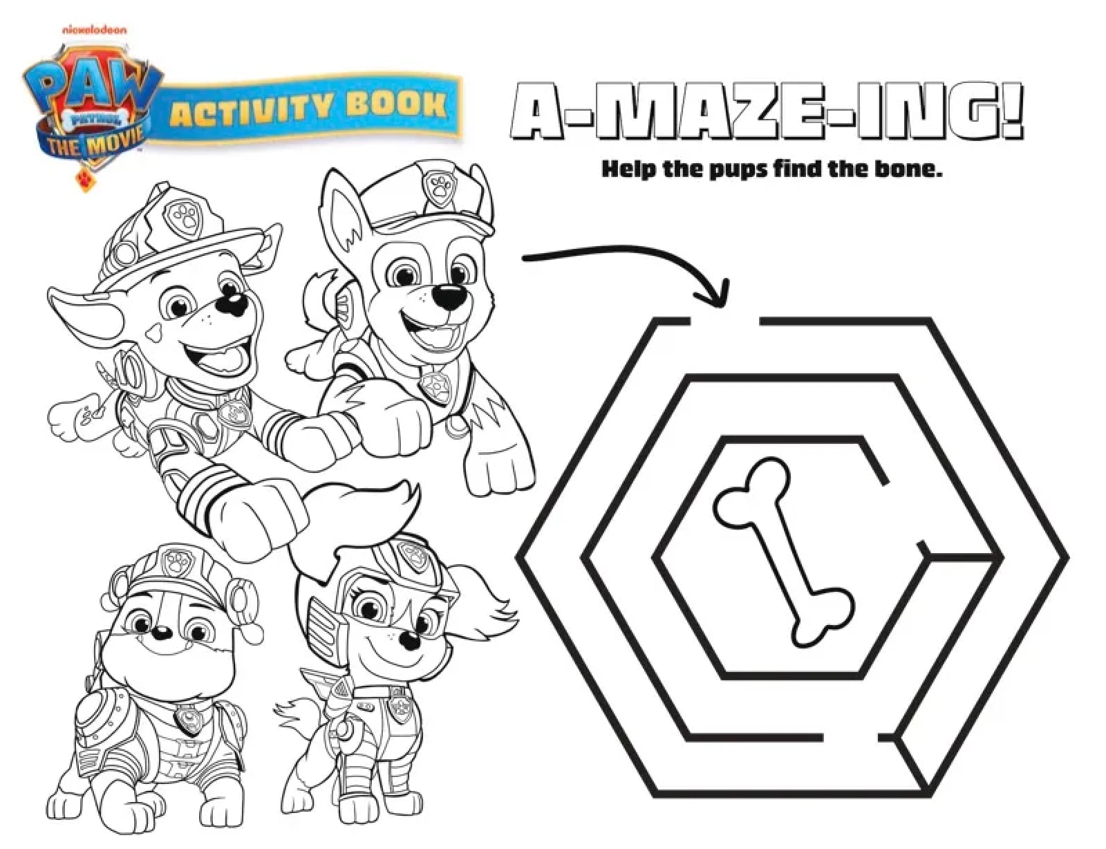 Laberinto de actividades de Paw Patrol para imprimir