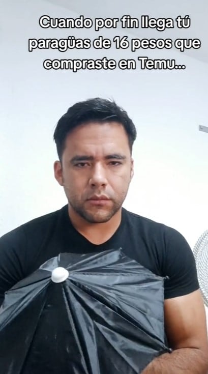 Compró una sombrilla por Temu y bien triste mostró lo que le mandaron por 16 pesos