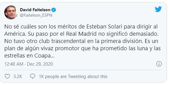 Publicación de David Faitelson