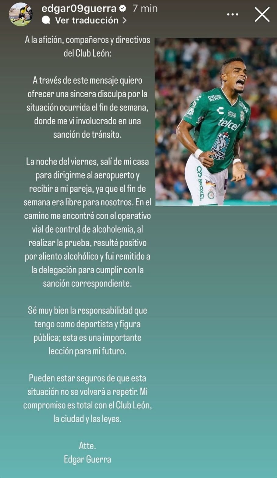 Edgar Guerra manda mensaje tras su detención.