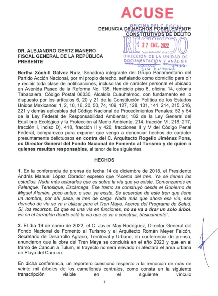 Denuncia FGR por tala en obras del Tren Maya