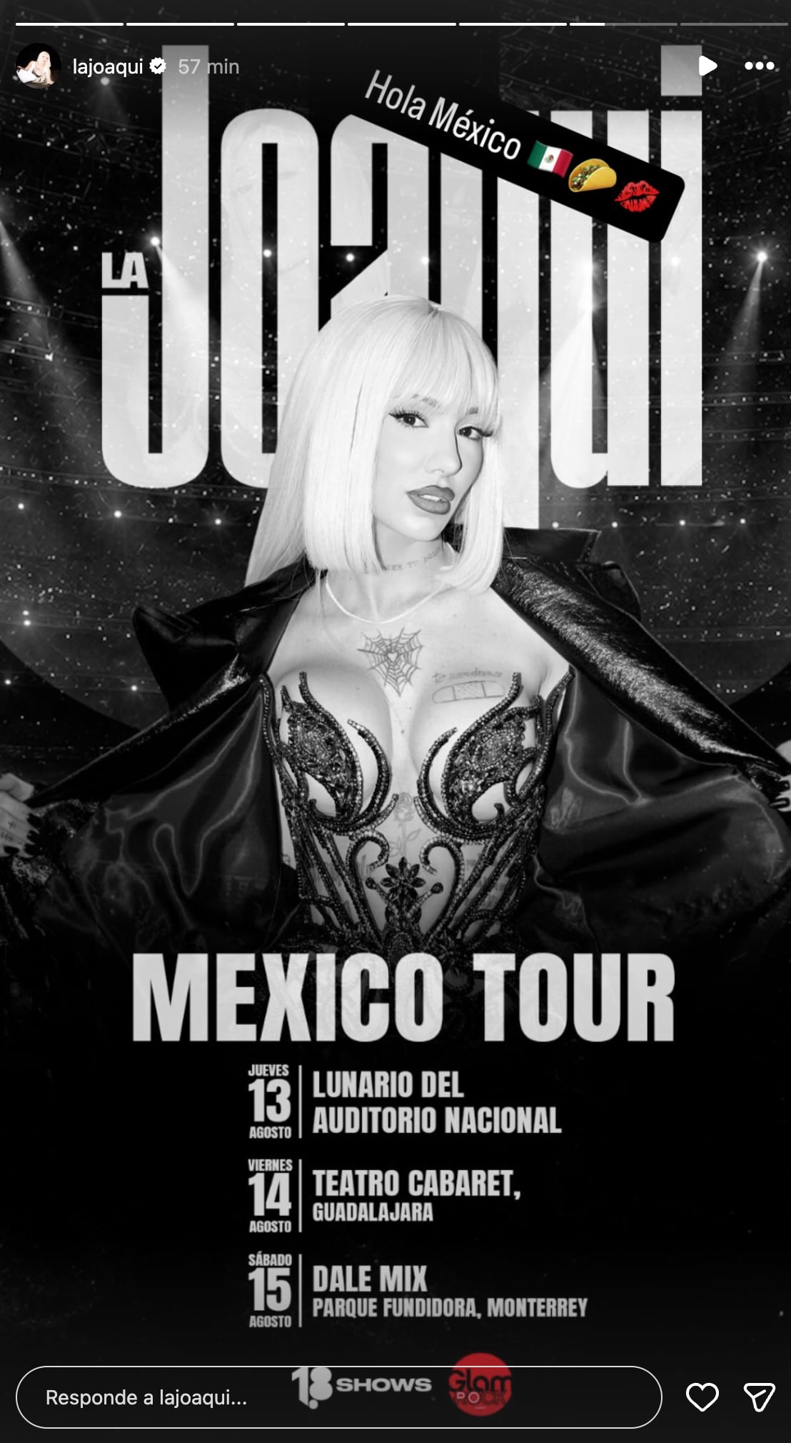 La Joaqui anuncia gira por México