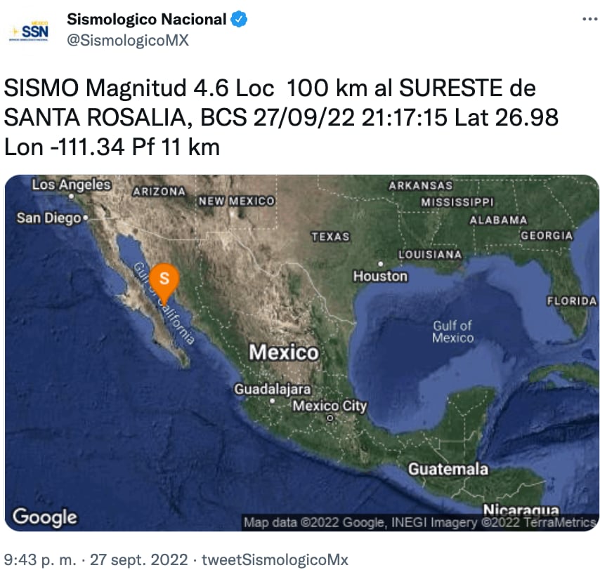 sismo en Baja California Sur