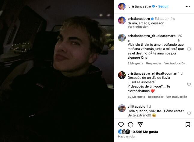Cristian Castro reaparece en redes sociales