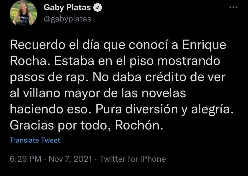 Gaby Platas reacciona a muerte de Enrique Rocha