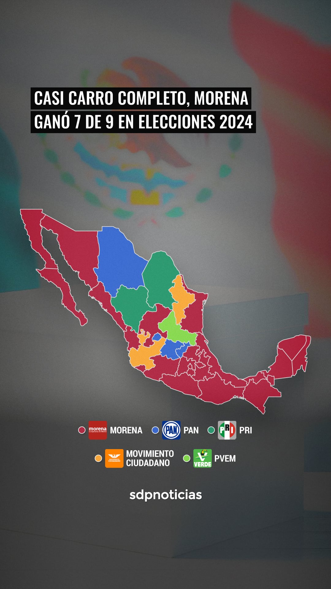 Mapa político de México tras elecciones 2024